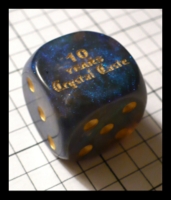 Dice : Dice - 6D - Crystal Caste 10 Year Commemorative Blue and Black Speckled with Gold Numerals Gen Con 2009